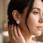 0.40 Ct Round Cut Lab Grown Diamond Floral Bloom Cluster Stud Earrings White
