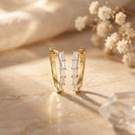 0.45 Ct Baguette Cut Lab Grown Diamond Linear Hoop Earrings Gold