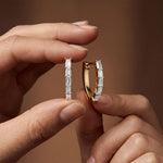 0.45 Ct Baguette Cut Lab Grown Diamond Linear Hoop Earrings Gold