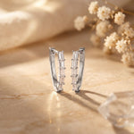 0.45 Ct Baguette Cut Lab Grown Diamond Linear Hoop Earrings White