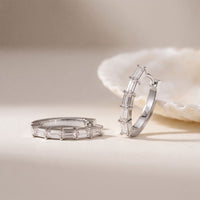 0.45 Ct Baguette Cut Lab Grown Diamond Linear Hoop Earrings White