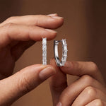0.45 Ct Baguette Cut Lab Grown Diamond Linear Hoop Earrings White