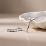 0.70 Ct Emerald Cut Lab Grown Diamond Linear Bar Drop Earrings White
