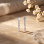 0.70 Ct Emerald Cut Lab Grown Diamond Linear Bar Drop Earrings White