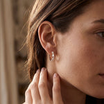 0.35 Ct Baguette Cut Lab Grown Diamond Geometric Huggie Hoop Earrings Rose Gold