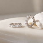0.35 Ct Baguette Cut Lab Grown Diamond Geometric Huggie Hoop Earrings White