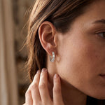 0.35 Ct Baguette Cut Lab Grown Diamond Geometric Huggie Hoop Earrings White
