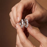 0.35 Ct Baguette Cut Lab Grown Diamond Geometric Huggie Hoop Earrings White