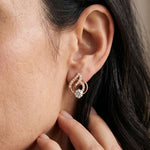 0.80 Ct Round Cut Lab Grown Diamond Leaf Loop Stud Earrings for Women Rose gold