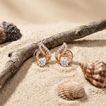 0.80 Ct Round Cut Lab Grown Diamond Leaf Loop Stud Earrings for Women Rose gold