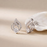 0.80 Ct Round Cut Lab Grown Diamond Leaf Loop Stud Earrings for Women White
