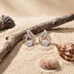 0.80 Ct Round Cut Lab Grown Diamond Leaf Loop Stud Earrings for Women White