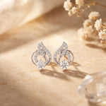 0.80 Ct Round Cut Lab Grown Diamond Leaf Loop Stud Earrings for Women White