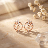 0.40 Ct Marquise Cut Lab Grown Diamond Vine Spiral Stud Earrings for Women Rose Gold
