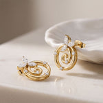 0.40 Ct Marquise Cut Lab Grown Diamond Vine Spiral Stud Earrings for Women Gold