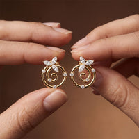 0.40 Ct Marquise Cut Lab Grown Diamond Vine Spiral Stud Earrings for Women Gold