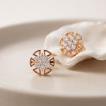 0.45 Ct Round Cut Lab Grown Diamond Geometric Floral Stud Earrings for Women Rose Gold