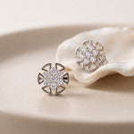 0.45 Ct Round Cut Lab Grown Diamond Geometric Floral Stud Earrings for Women White