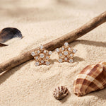 0.40 Ct Round Cut Lab Grown Diamond Intricate Floral Cluster Stud Earrings for Women Rose Gold