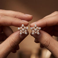 0.40 Ct Round Cut Lab Grown Diamond Intricate Floral Cluster Stud Earrings for Women Rose Gold
