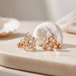 0.40 Ct Round Cut Lab Grown Diamond Intricate Floral Cluster Stud Earrings for Women Rose Gold