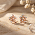 0.40 Ct Round Cut Lab Grown Diamond Intricate Floral Cluster Stud Earrings for Women Rose Gold