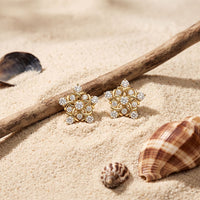 0.40 Ct Round Cut Lab Grown Diamond Intricate Floral Cluster Stud Earrings for Women Gold