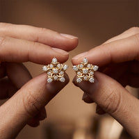 0.40 Ct Round Cut Lab Grown Diamond Intricate Floral Cluster Stud Earrings for Women Gold