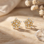0.40 Ct Round Cut Lab Grown Diamond Intricate Floral Cluster Stud Earrings for Women Gold