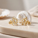 0.40 Ct Round Cut Lab Grown Diamond Intricate Floral Cluster Stud Earrings for Women Gold