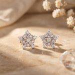0.40 Ct Round Cut Lab Grown Diamond Intricate Floral Cluster Stud Earrings for Women White