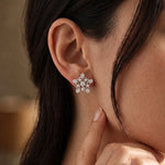 0.40 Ct Round Cut Lab Grown Diamond Intricate Floral Cluster Stud Earrings for Women White