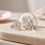 0.40 Ct Round Cut Lab Grown Diamond Intricate Floral Cluster Stud Earrings for Women White