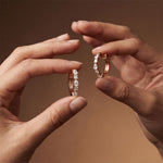 0.70 Ct Princess & Pear Cut Lab Grown Diamond Hoop Earrings for Women Rose Gold