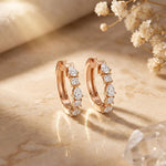 0.70 Ct Princess & Pear Cut Lab Grown Diamond Hoop Earrings for Women Rose Gold
