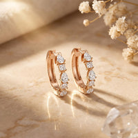 0.70 Ct Princess & Pear Cut Lab Grown Diamond Hoop Earrings for Women Rose Gold