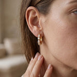 0.70 Ct Princess & Pear Cut Lab Grown Diamond Hoop Earrings for Women Gold