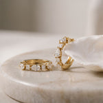 0.70 Ct Princess & Pear Cut Lab Grown Diamond Hoop Earrings for Women Gold