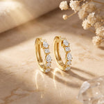 0.70 Ct Princess & Pear Cut Lab Grown Diamond Hoop Earrings for Women Gold