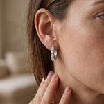 0.70 Ct Princess & Pear Cut Lab Grown Diamond Hoop Earrings for Women White