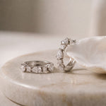 0.70 Ct Princess & Pear Cut Lab Grown Diamond Hoop Earrings for Women White