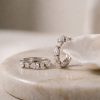 0.70 Ct Princess & Pear Cut Lab Grown Diamond Hoop Earrings for Women White