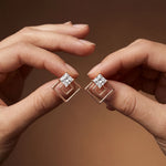 1.60 Ct Princess Cut Lab Grown Diamond Classic Stud Earrings for Women Rose Gold