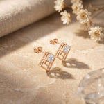 1.60 Ct Princess Cut Lab Grown Diamond Classic Stud Earrings for Women Rose Gold