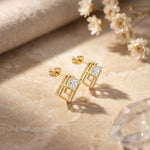 1.60 Ct Princess Cut Lab Grown Diamond Classic Stud Earrings for Women Gold