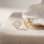 1.60 Ct Princess Cut Lab Grown Diamond Classic Stud Earrings for Women Gold