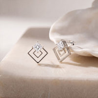 1.60 Ct Princess Cut Lab Grown Diamond Classic Stud Earrings for Women White