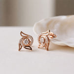 0.60 Ct Round Cut Lab Grown Diamond Floral Swirl Stud Earrings for Women Rose Gold