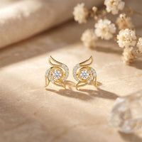 0.60 Ct Round Cut Lab Grown Diamond Floral Swirl Stud Earrings for Women Gold