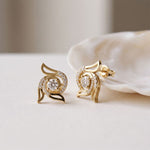 0.60 Ct Round Cut Lab Grown Diamond Floral Swirl Stud Earrings for Women Gold